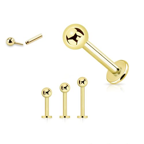 Labret 1.2mm med 3mm kula äkta 18 karat guld