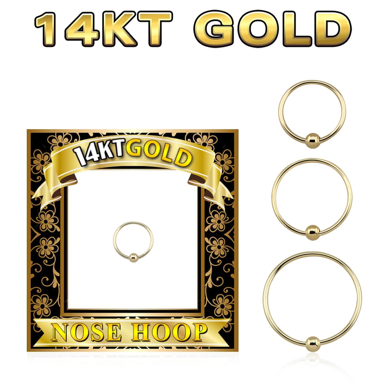 Näsring / nose hoop 0.6mm med kula äkta 14 karat guld