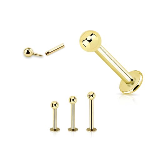 Labret 1.2mm med 2.5mm kula äkta 14 karat guld
