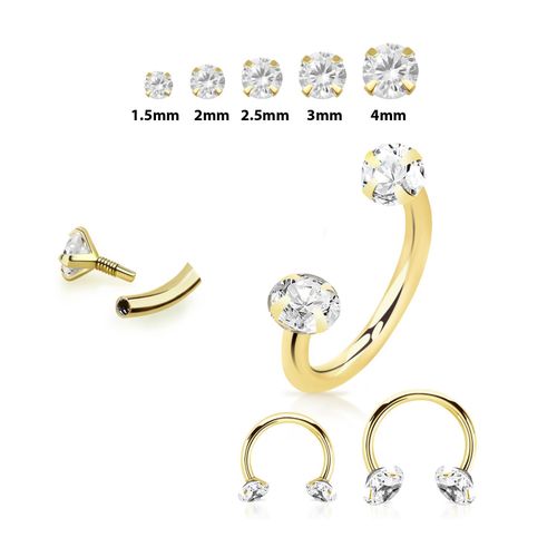 Cirkulär barbell CBR 1.2mm i 14 karat äkta guld med cubic zirconia