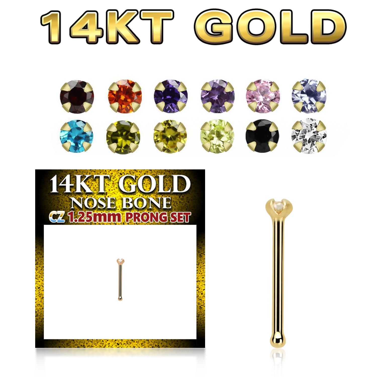 Nässmycke 0.6mm äkta 14 karat guld med 1.25mm cubic zirconia