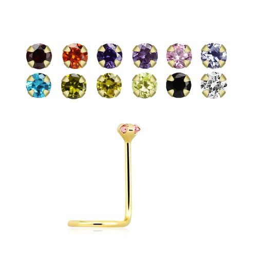 Nässmycke / Nässkruv 0.6mm i äkta 14 karat guld med 2mm cubic zirconia