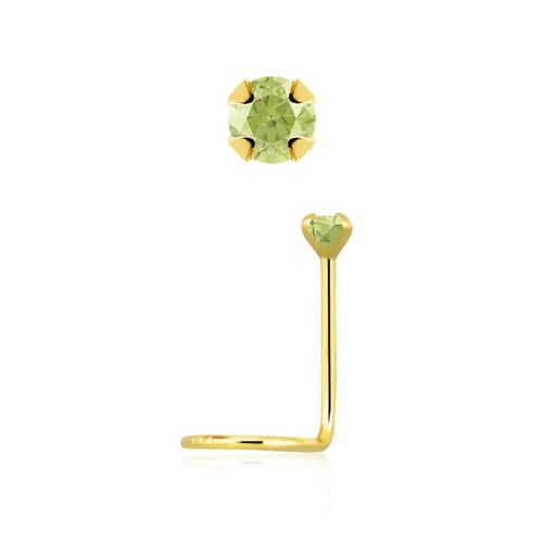 Nässmycke "nässkruv" 0.6mm i äkta 14 karat guld med genuin peridot sten