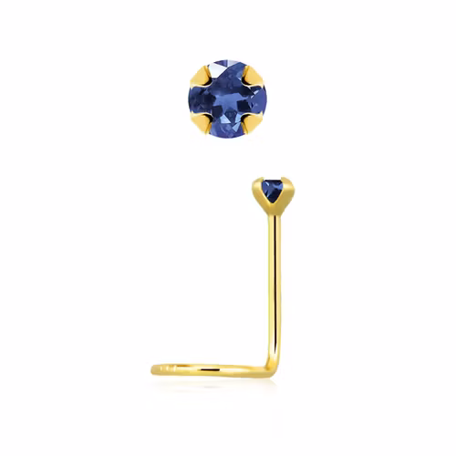 Nässmycke "nässkruv" 0.6mm i äkta 14 karat guld med genuin blå safir