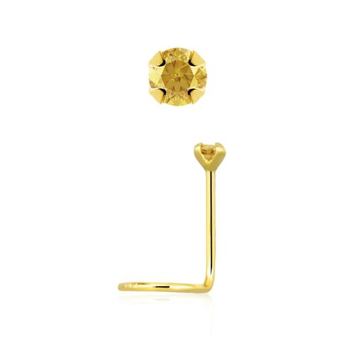 Nässmycke "nässkruv" 0.6mm i äkta 14 karat guld med genuin citrin
