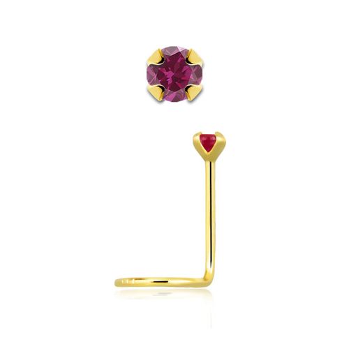 Nässmycke "nässkruv" 0.6mm i äkta 14 karat guld med genuin rubin