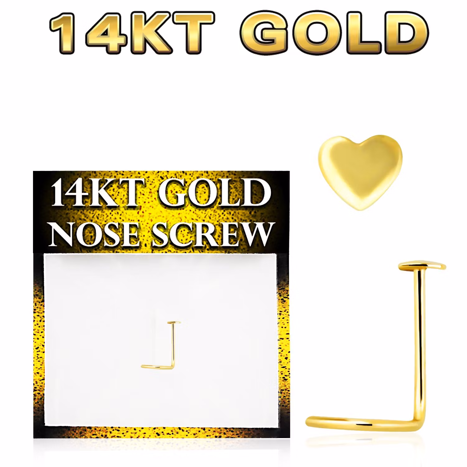 Nässmycke "nässkruv" 0.6mm i äkta 14 karat guld med hjärta