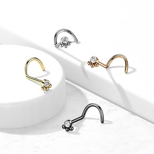 Nässmycke "nässkruv" kirurgiskt stål 0.8mm - kluster med klar CZ och bollar