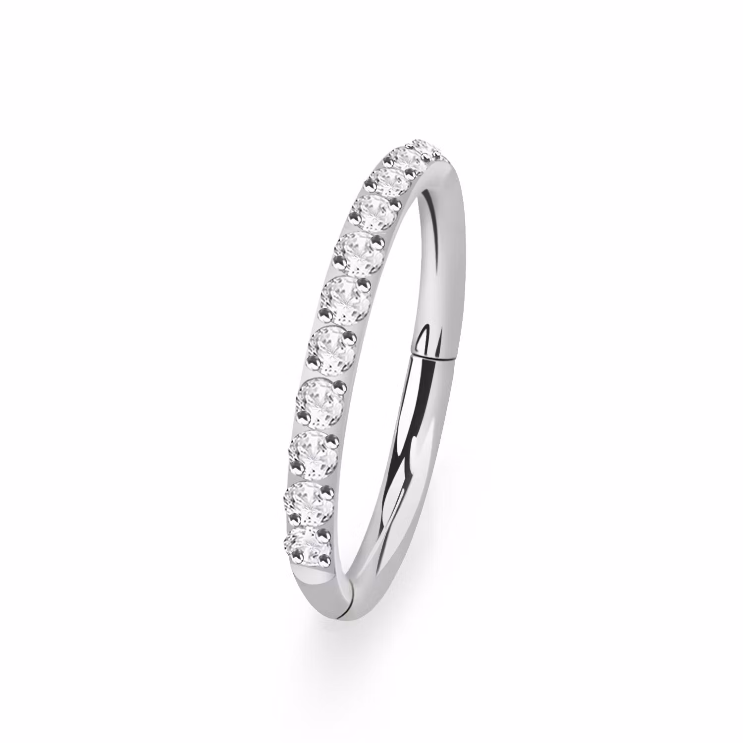 Titanium ring 1.0mm med gångjärn och CZ stenar på ytterkanten