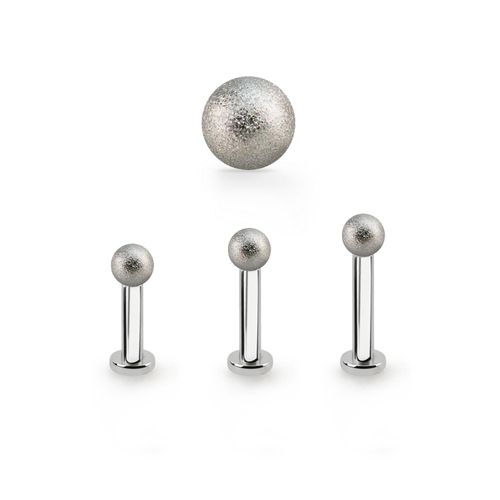 Tragus labret 1.2mm med extra liten platta och 3mm frostad kula