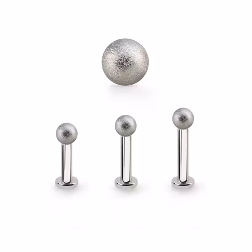 Tragus labret 1.2mm med extra liten platta och 3mm frostad kula