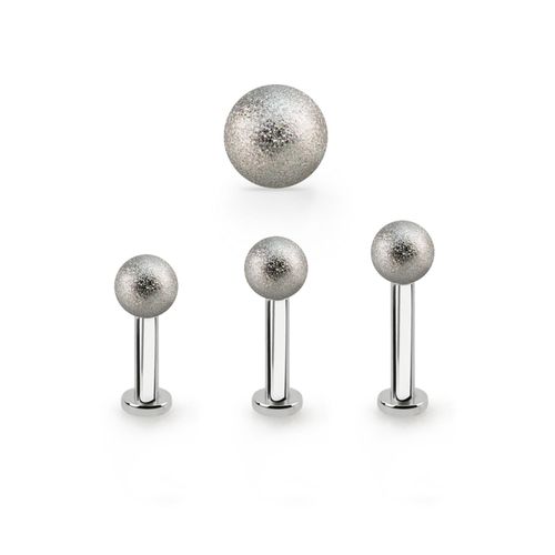 Tragus labret 1.2mm med extra liten platta och 4mm frostad kula