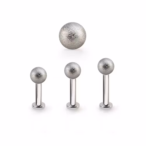 Tragus labret 1.2mm med extra liten platta och 4mm frostad kula