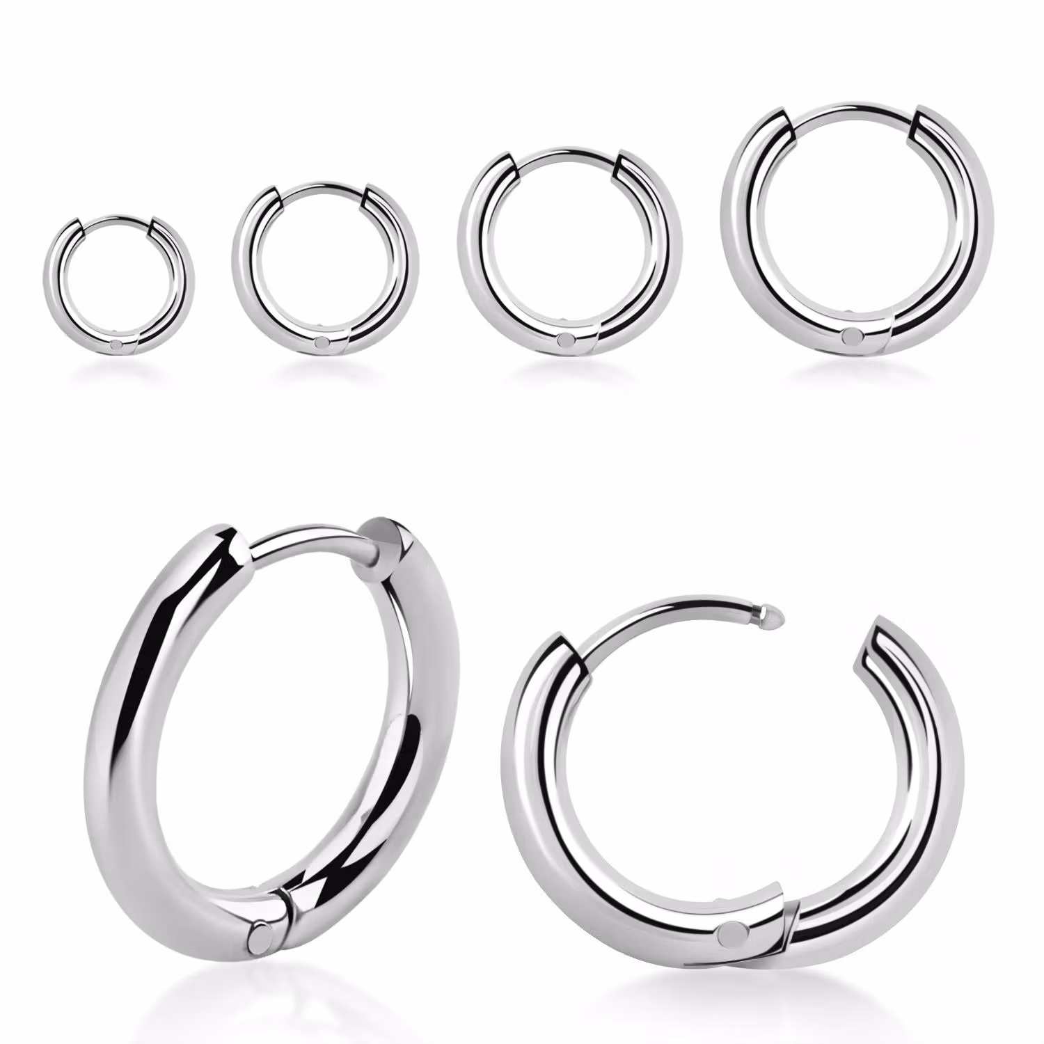 Hoop huggie / creoler i kirurgiskt stål (par)