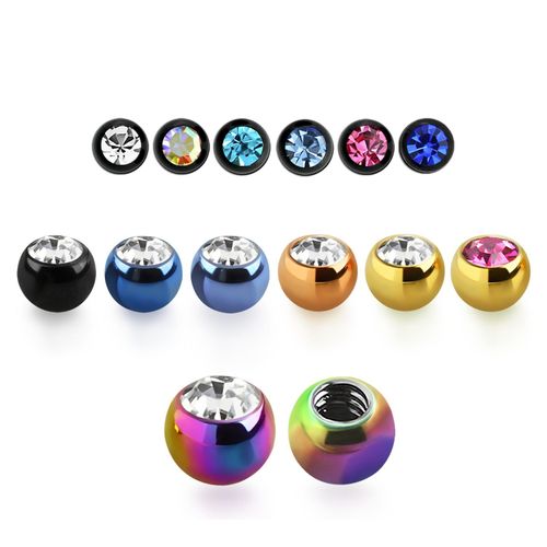 PVD-Pläterad Lös kula 4mm diameter 1.2mm gänga med crystal (lös del)