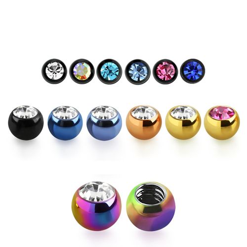 PVD-Pläterad Lös kula 4mm diameter 1.6mm gänga med crystal (lös del)
