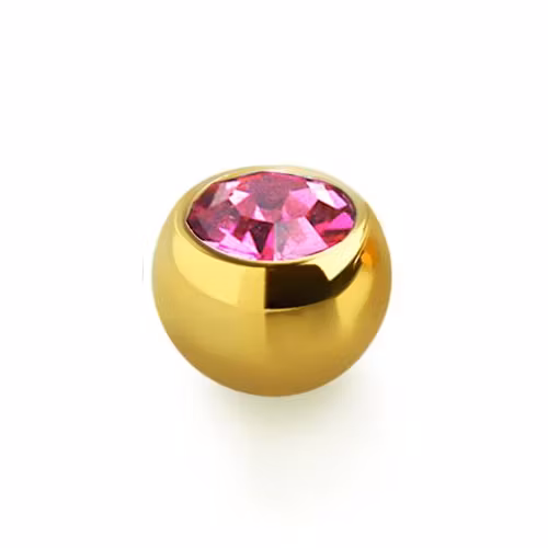 PVD-Pläterad Lös kula 6mm diameter 1.6mm gänga med crystal (lös del)