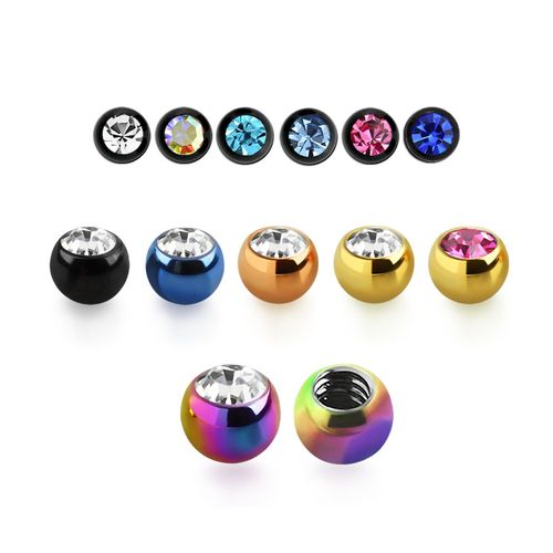PVD-Pläterad Lös kula 3mm diameter 1.6mm gänga med crystal (lös del)
