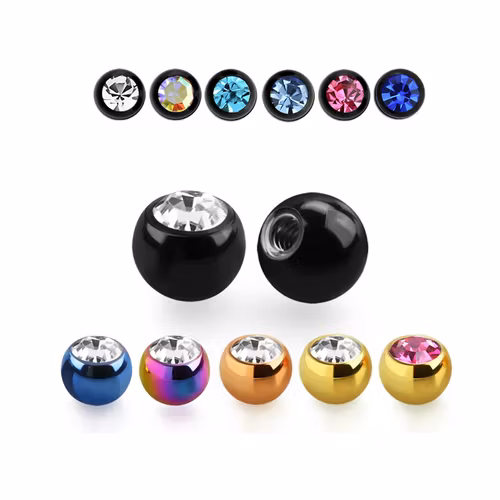 PVD-Pläterad Lös kula 5mm diameter 1.2mm gänga med crystal (lös del)