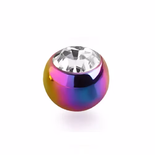 PVD-Pläterad Lös kula 5mm diameter 1.2mm gänga med crystal (lös del)