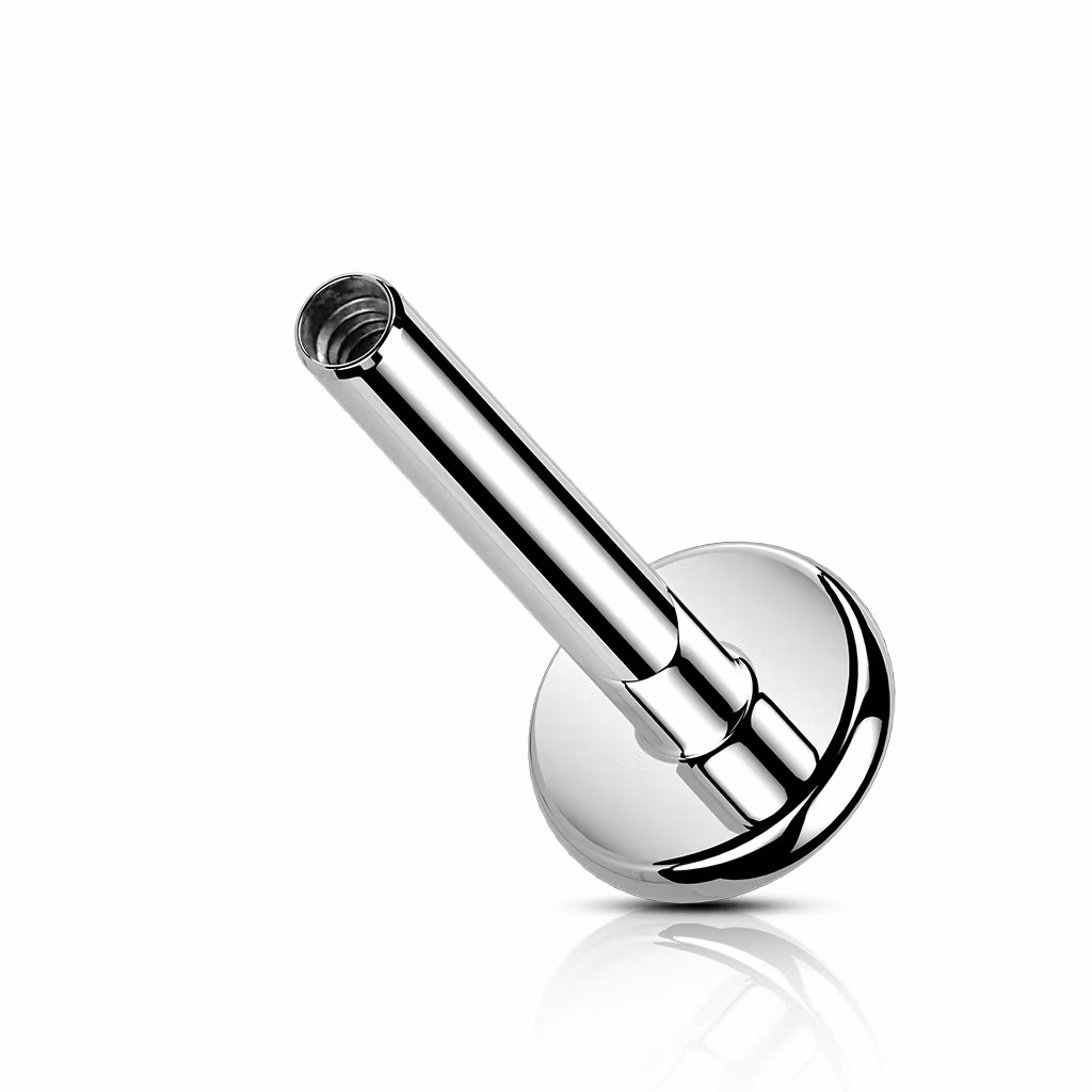 Invändigt gängad labret i titanium med 4mm bas (lös del)