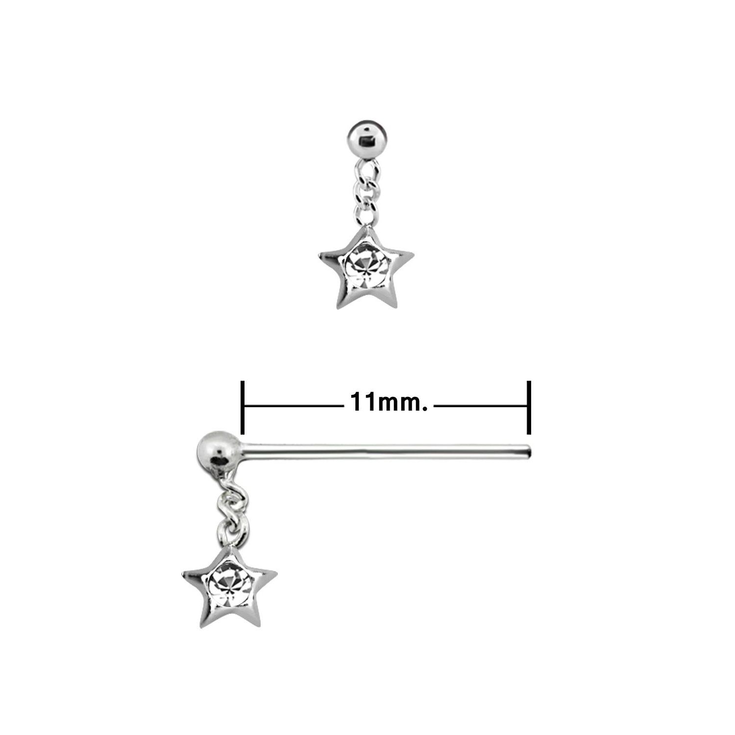 Näspin "böj själv" i 925 silver 0.6mm - hänge med stjärna och crystal