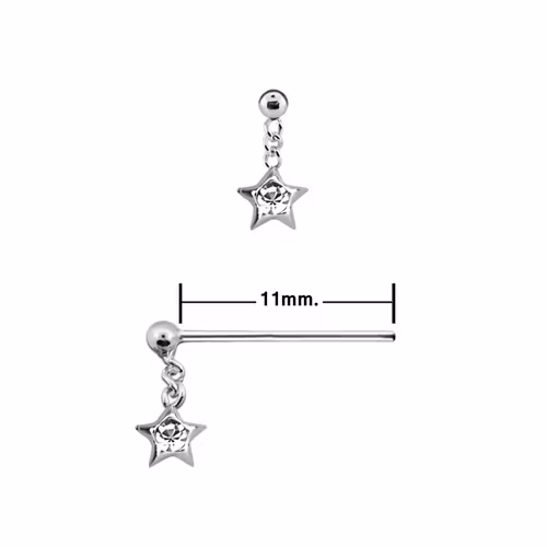 Näspin "böj själv" i 925 silver 0.6mm - hänge med stjärna och crystal