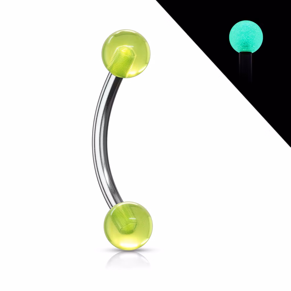 Banana ögonbryn 1.2mm med 3 eller 4mm självlysande kulor