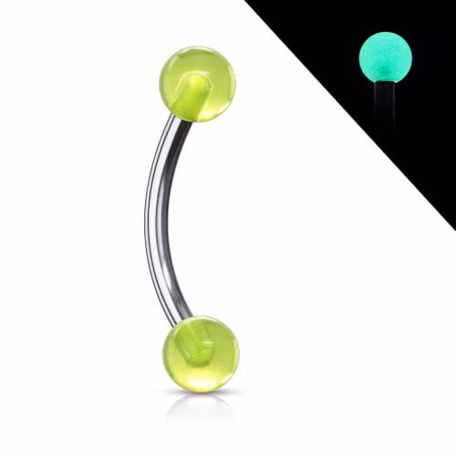 Banana ögonbryn 1.2mm med 3 eller 4mm självlysande kulor