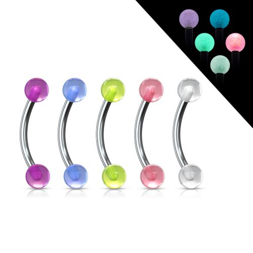 Banana ögonbryn 1.2mm med 3 eller 4mm självlysande kulor