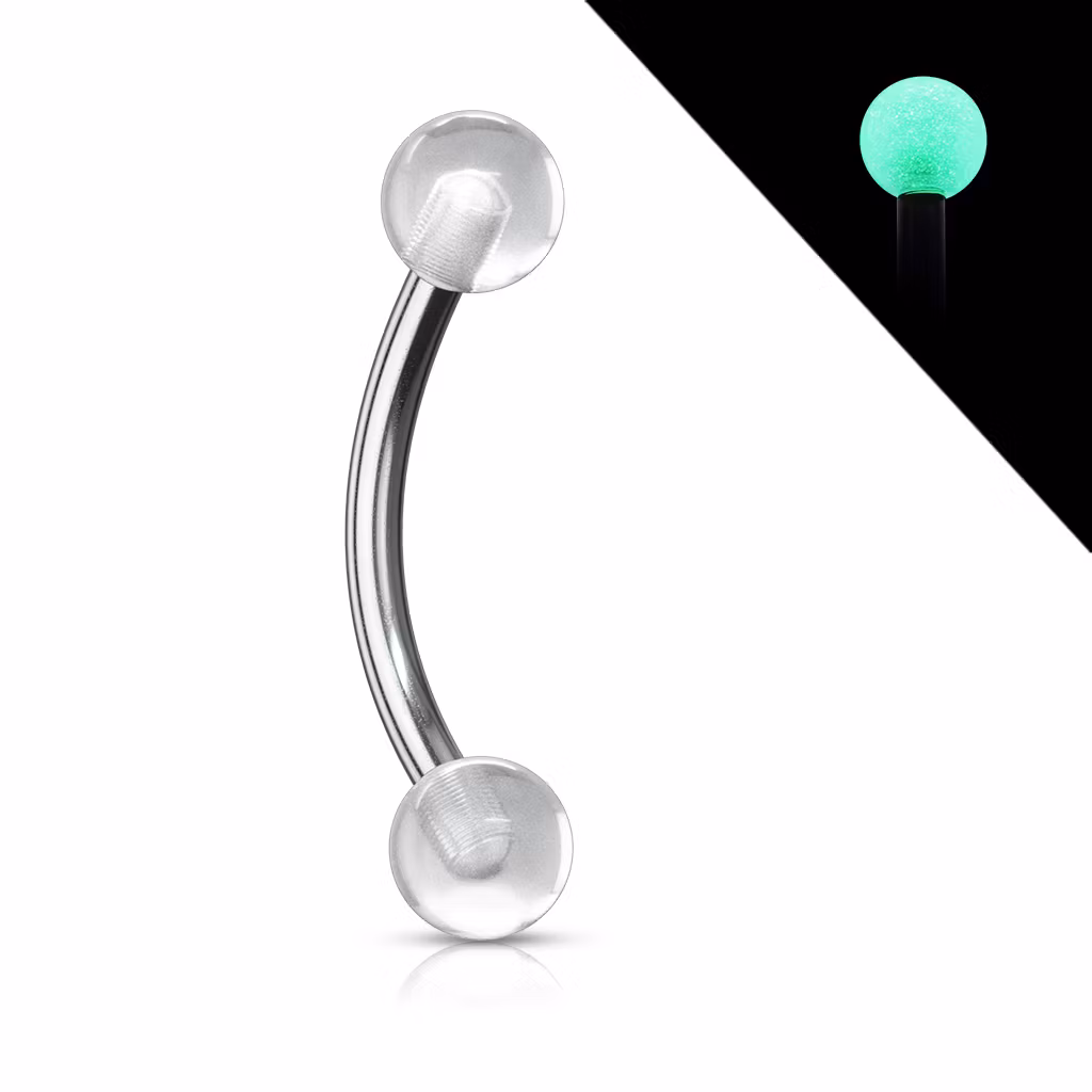 Banana ögonbryn 1.2mm med 3 eller 4mm självlysande kulor