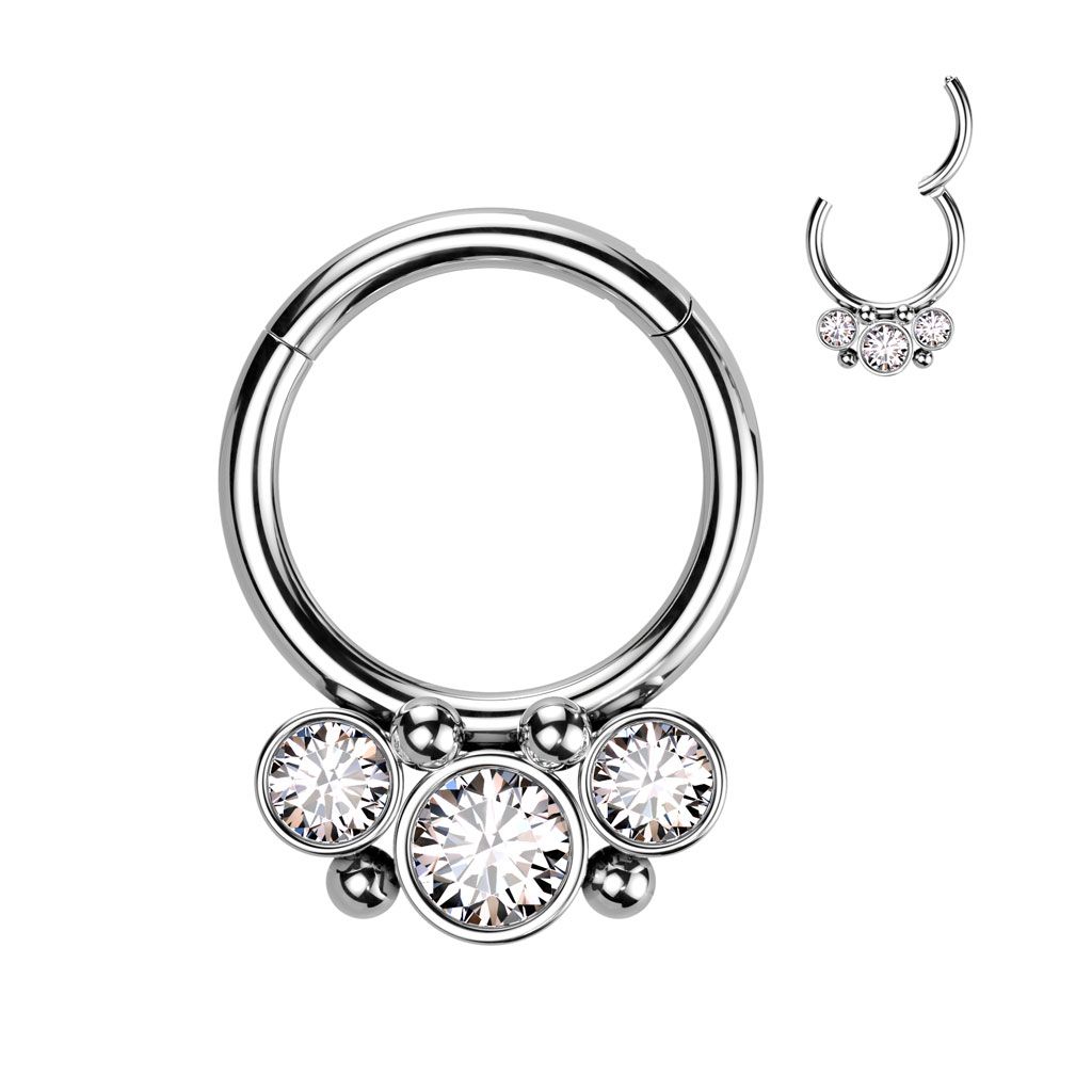 Ring med gångjärn - 1.2mm med CZ kluster och bollar