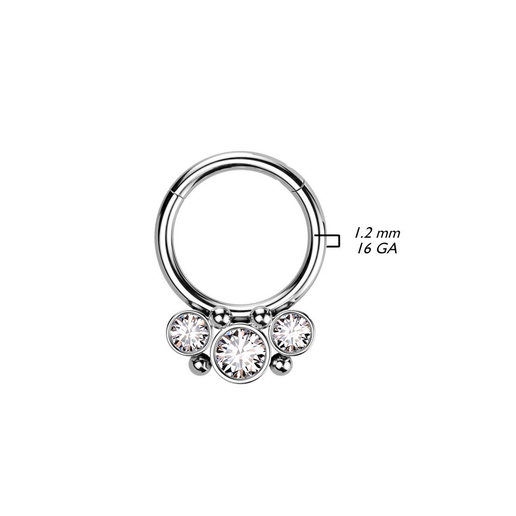 Ring med gångjärn - 1.2mm med CZ kluster och bollar