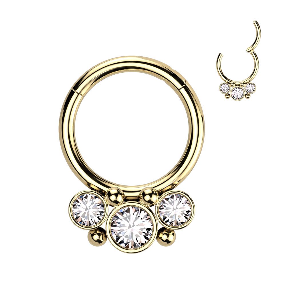 Ring med gångjärn - 1.2mm med CZ kluster och bollar