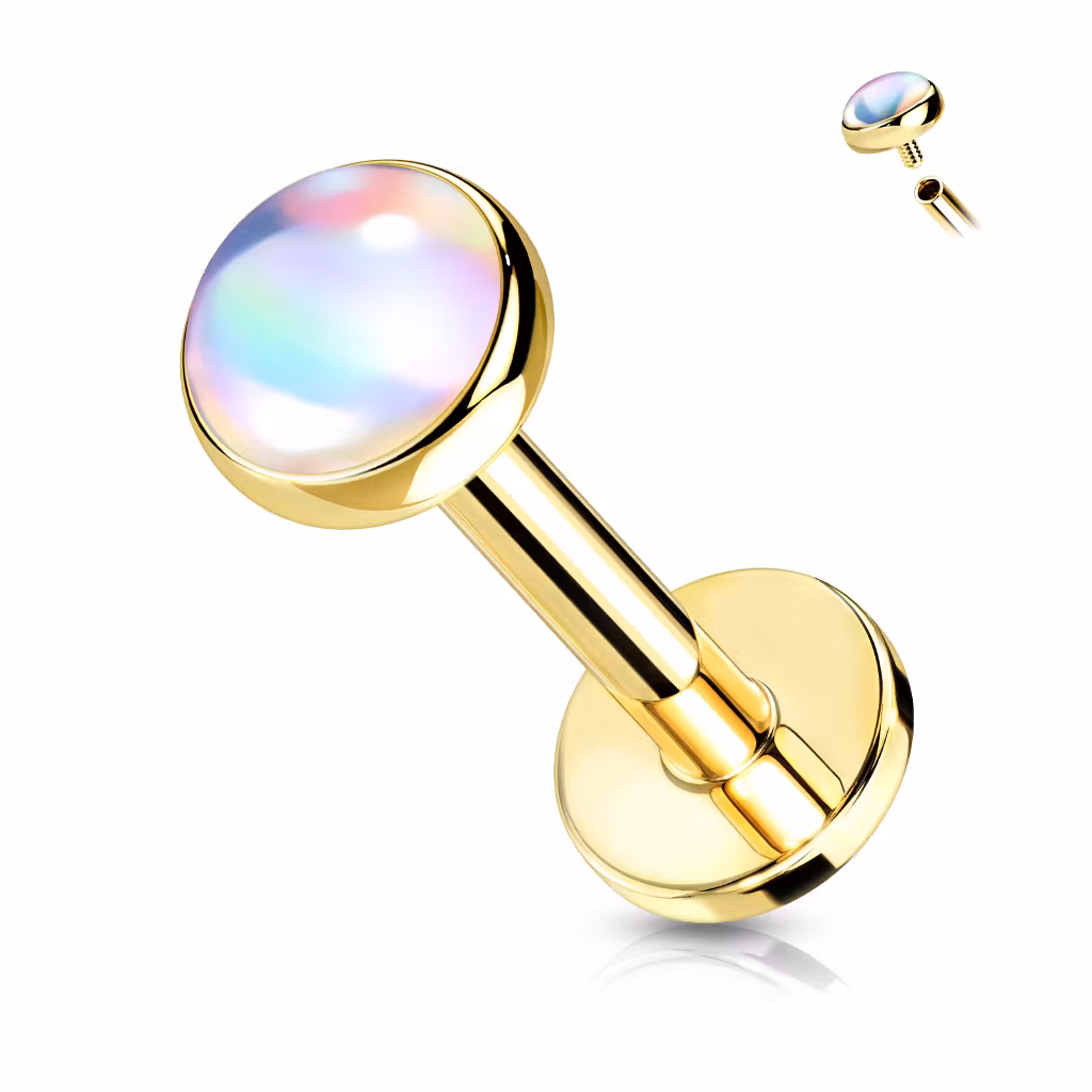 Labret 1.2mm i kirurgiskt stål med 4mm iriserande sten
