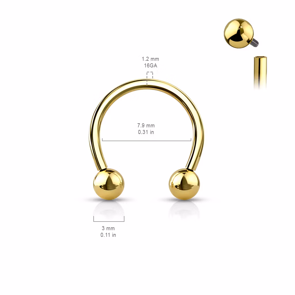 PVD-pläterad Titanium CBR / cirkulär barbell invändigt gängad