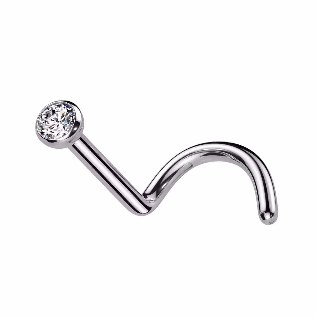Nässmycke / nässkruv i titanium med cubic zirconia
