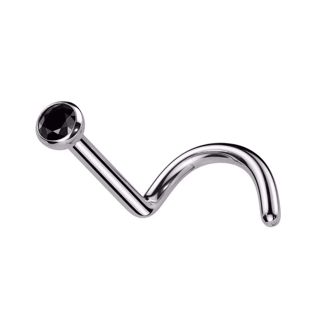Nässmycke / nässkruv i titanium med cubic zirconia