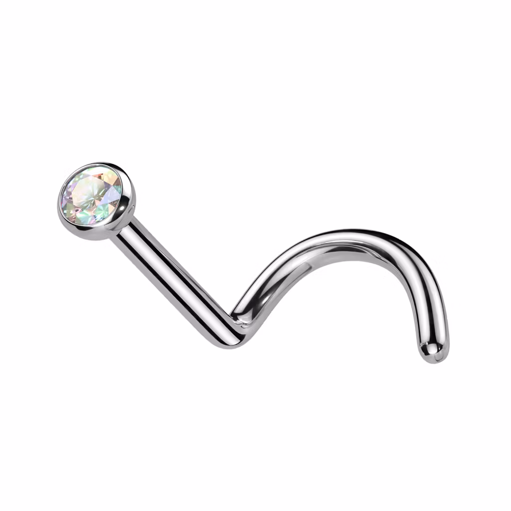 Nässmycke / nässkruv i titanium med cubic zirconia
