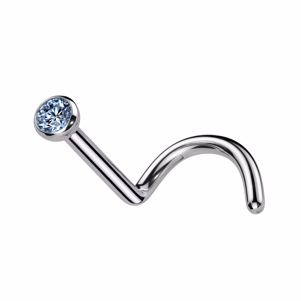 Nässmycke / nässkruv i titanium med cubic zirconia