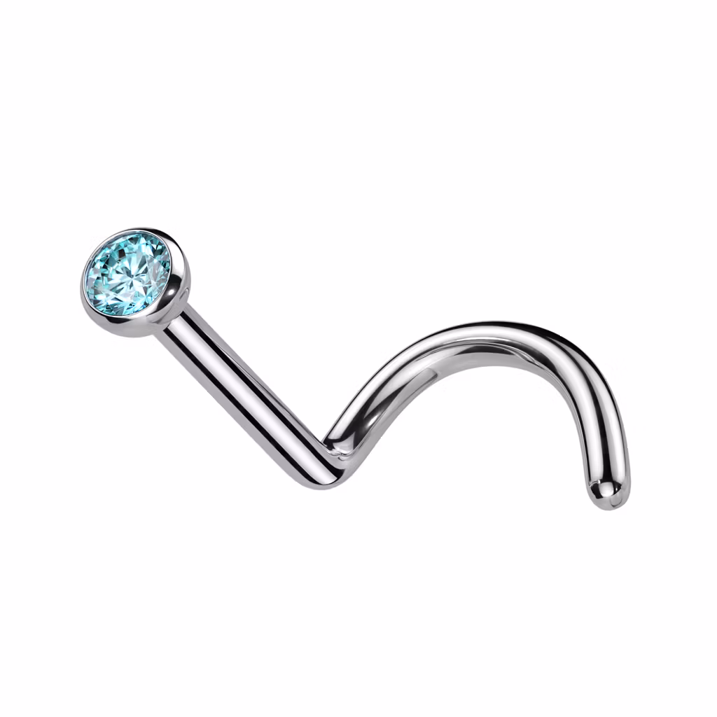 Nässmycke / nässkruv i titanium med cubic zirconia