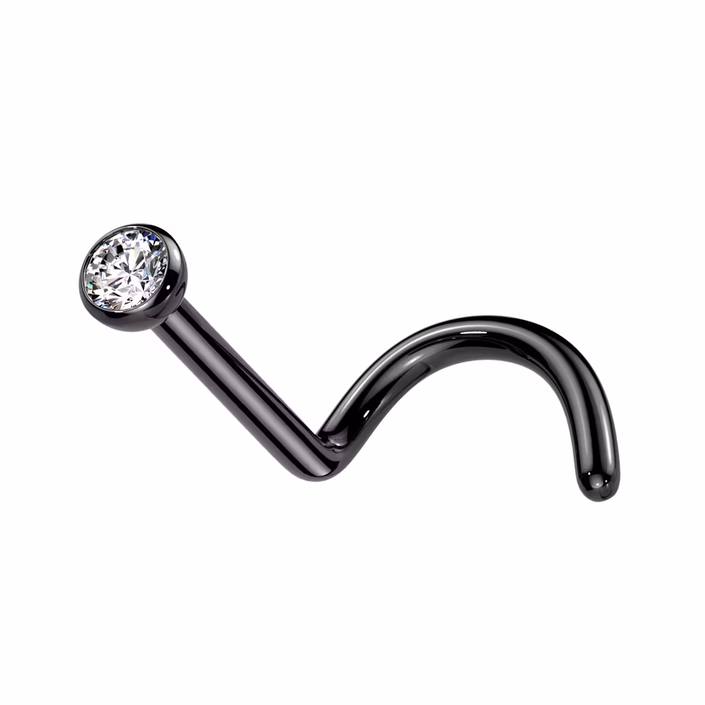 Nässmycke / nässkruv i titanium med cubic zirconia