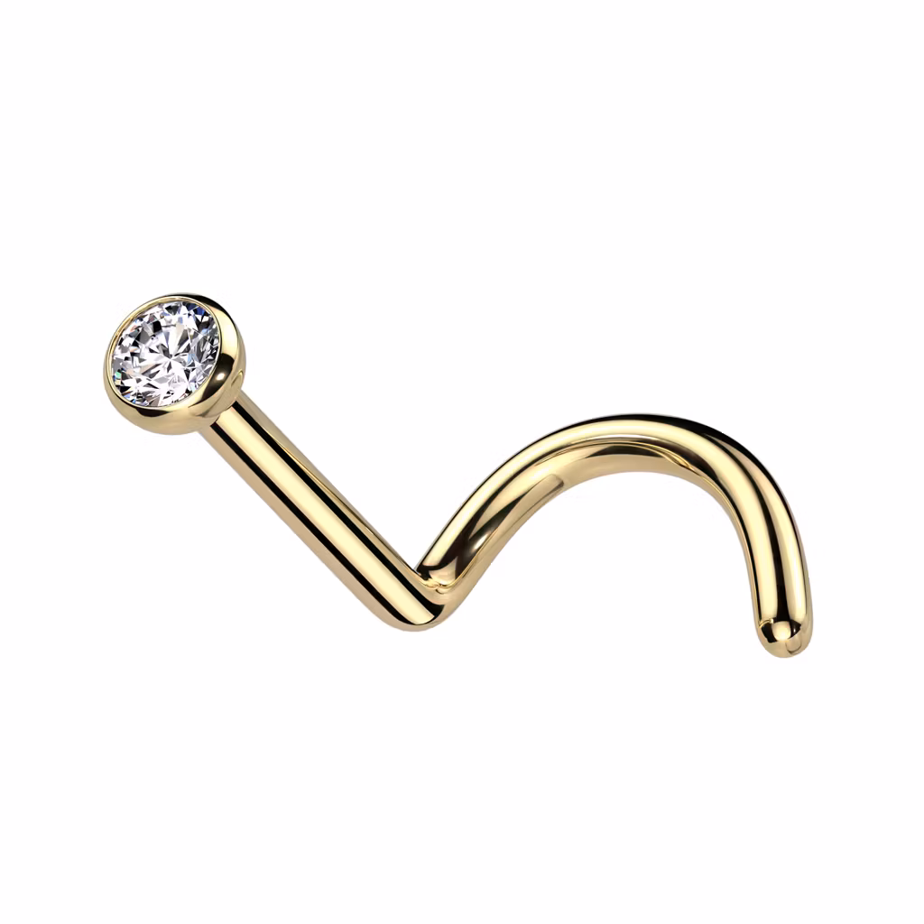 Nässmycke / nässkruv i titanium med cubic zirconia