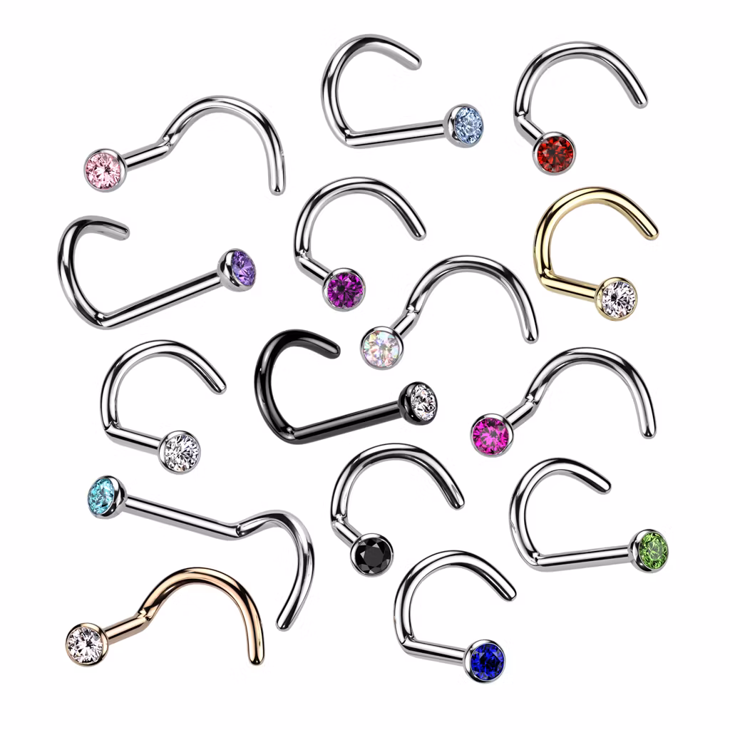 Nässmycke / nässkruv i titanium med cubic zirconia