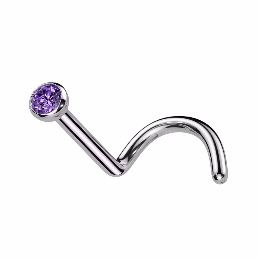 Nässmycke / nässkruv i titanium med cubic zirconia