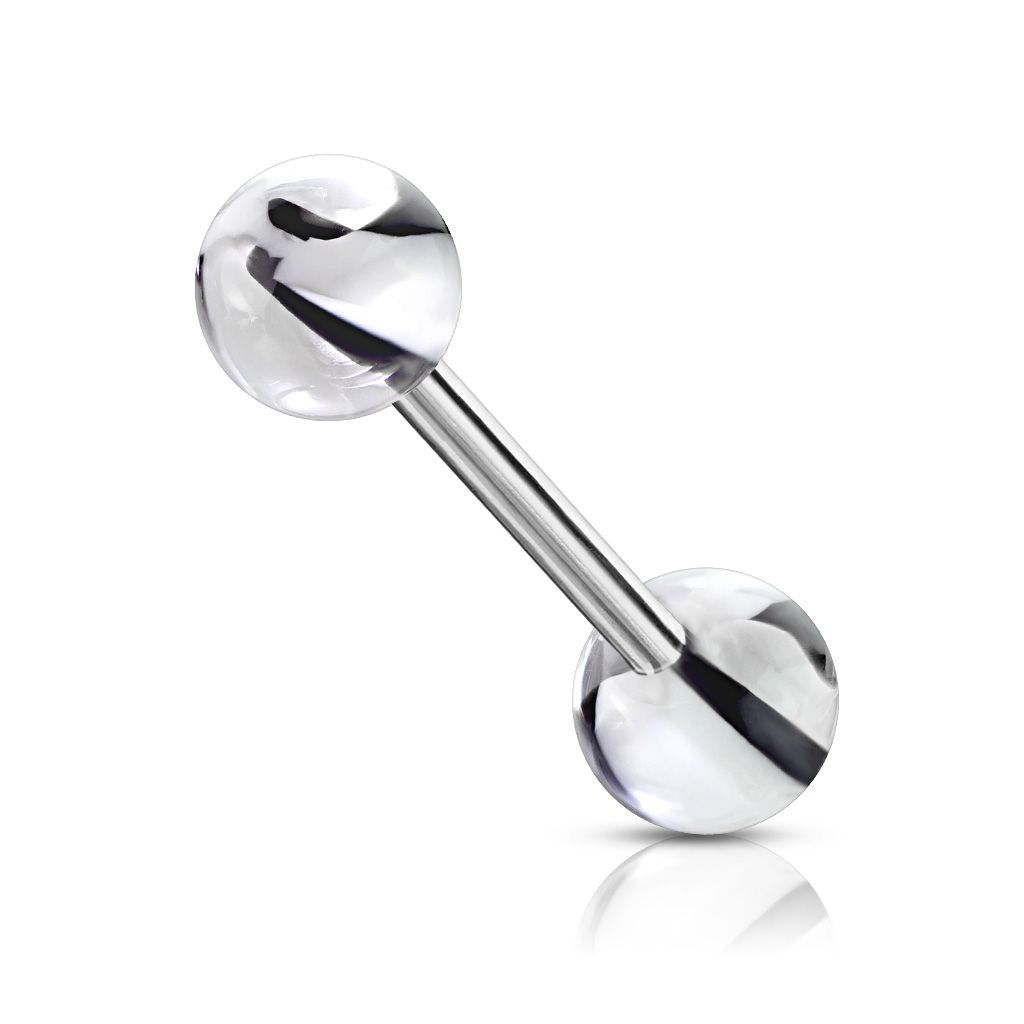 Barbell 1.6mm i kirurgiskt stål med marmormönstrade kulor