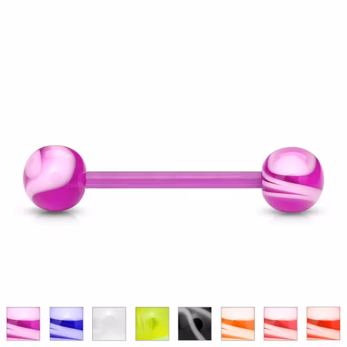 Barbell 1.6mm i bio-plast med 6mm marmormönstrade kulor