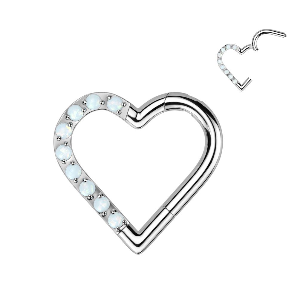 Hjärtformad titanium segmentring 1.2mm med gångjärn och opaler