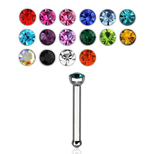 Nässmycke "Nose Bone" 0.8mm / 1mm med 2mm topp med crystal