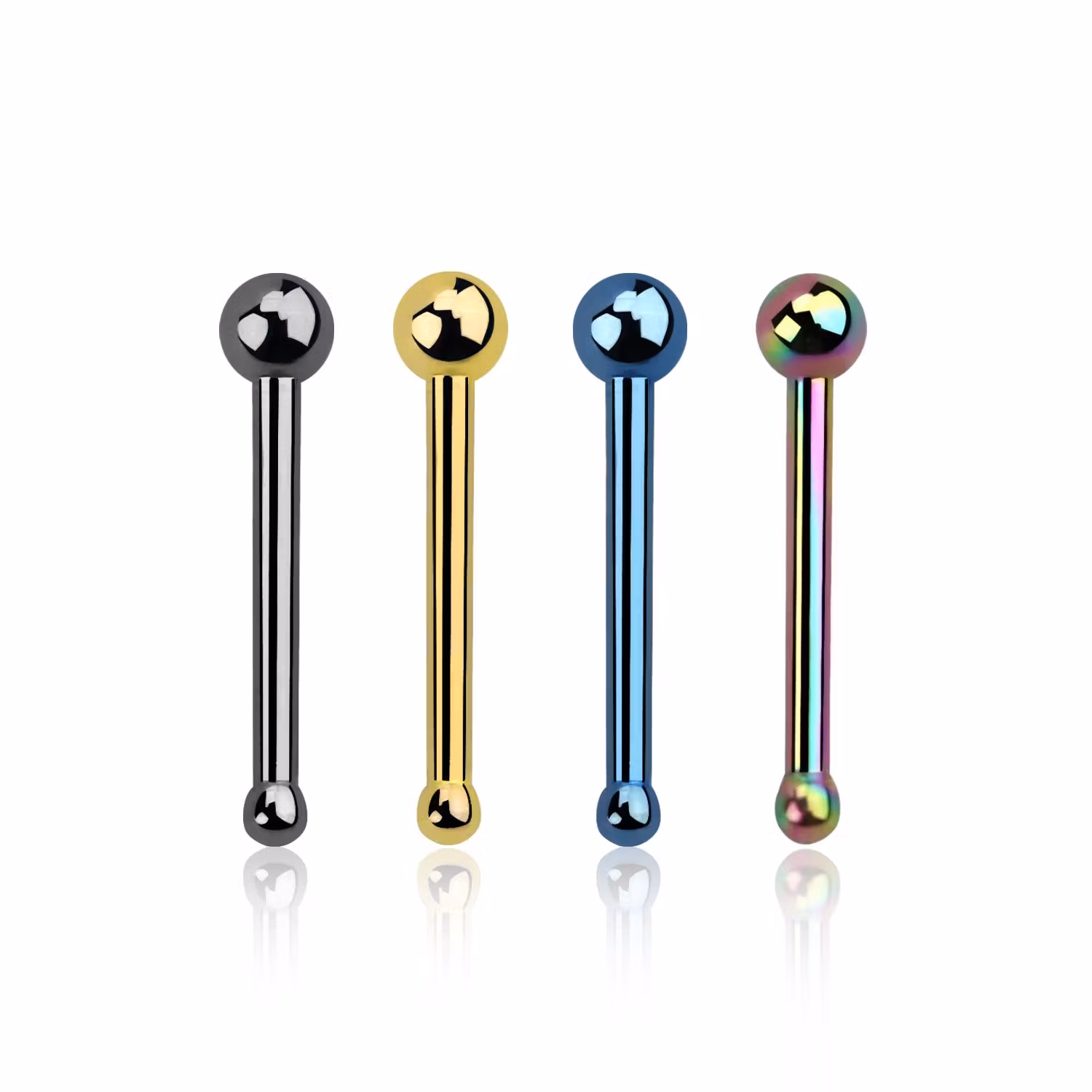 Eloxerad Näspin 0.8mm i kirurgiskt stål "Nose Bone" med 2mm bolltopp